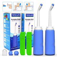 2PCS-Pack Portable Bidet Shower-| 2 Nozzle + Dust Cap |- 500ml 17oz Travel Bidet Bottle for Hand Bidet - Personal Cleansing Toilet Bidet Sprayer - For Personal Hygiene - with Storage Bag