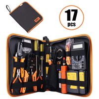 Computer Tool Kits - Professional 17 in 1 Network Cable Maintenance Tools - RJ45/RJ11/8P8C Connectors, LAN/Cat5e/Cat6 Cable Tester, Soldering Iron, Ethernet Stripping/Crimp Pliers Tool kit