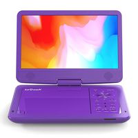 ieGeek 12.5" Portable DVD Player, Car Travel DVD Players with 5 Hrs Rechargeable Battery, Region-Free Video Player with HD Swivel Screen for Kids Elderly, Remote Control, Sync TV, USB&SD, Purple