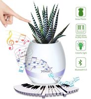 TOKQI Music Flowerpot Wireless Speakers Night Light Breathing LED Musical Flowerpot Smart Plant Pots Play Piano by Touching Plants Office Home Decor Festivel Gift (White)