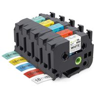 Compatible Ptouch TZe 18mm 0.7 Inch Label Maker Tape TZe-241 TZe-441 TZe-541 TZe-641 TZe-741 (White/Red/Blue/Yellow/Green) Compatible with Brother PTP700 PTD400AD, 5-Pack