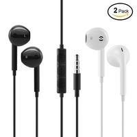 Earphones Earbuds with Remote and Mic 3.5mm Jack Headphones Standard Retail Packaging Wired Ear Buds for Samsung Galaxy and Android Cell Phones,2Pack (Black&White)