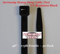 Serious Ties - Extra Heavy Duty Cable Ties (50, 48 Inch/175Lbs/UV Black)