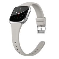 Tobfit Silicone Slim Band Compatible for Fitbit Versa/Lite/SE, Narrow & Thin Sport Wristband with Metal Buckle for Women/Men, Gray, Small