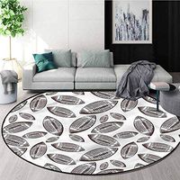 RUGSMAT Football Modern Machine Washable Round Bath Mat,Sports Inspired Pattern Coffee Table Mat Non-Skid Living Room Carpet Diameter-39