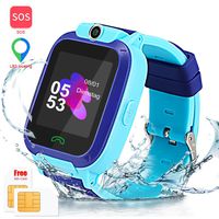 Kids Smart Watch, Enow IP67 Waterproof LBS Tracker with SOS Call Camera Flashlight Alarm Activity 1.44'' Touch Screen SIM Card Slot Electronic Smartwatch for Android/iOS (Sim Card Included)