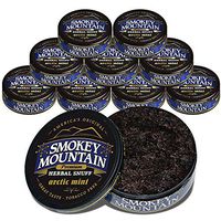 Smokey Mountain Herbal Snuff - Arctic Mint - 10-Can Box - Nicotine-Free and Tobacco-Free