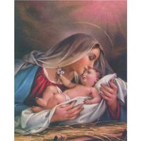 Diy 5D Diamond Painting by Number Kits, Full Drill Crystal Rhinestone Pictures Arts Craft for Home Wall Decor Gift, Madonna and Child(No Frame)