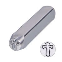 BENECREAT 6mm 1/4" Cross Design Stamps, Metal Punch Stamp Stamping Tool - Electroplated Hard Carbon Steel Tools to Stamp/Punch Metal, Jewelry, Leather, Wood