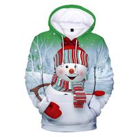Pan Hui Women Snowman Printed Hooded Christmas Sweatshirt Warm Drawstring Tunic Tops Pullover Sporty Shirt Blouse Green
