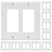 Cmple - White Standard 2-Gang Blank Decora Wall Plate, Polycarbonate Thermoplastic Panel GFCI Double-Gang Cover for Deco