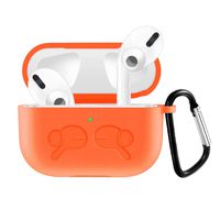QIENGO Compatible for Airpods Pro Silicone Case Cover with Keychain, Visible Front LED, Scratchproof&Shockproof Protective Cover Compatible for Airpod Pro/Airpods 3(Orange)