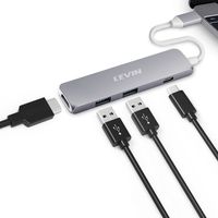 USB C Hub Type C Adapter - 4 in 1 Aluminum Dock USB Type C with HDMI 4K Output/2 USB 3.0 Ports for MacBook Pro, 2015/2016 MacBook, Google Chromebook and Other USB C Devices (grey)