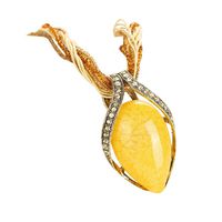 Challyhope Fashion Retro Bohemian Turquoise Stone Pendant Collar Statement Chunky Necklaces Rhinestone Gem Jewelry for Women Beach Hawaii (Yellow)