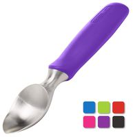 BALCI Ice Cream Scoop - Heavy Duty Stainless Steel Icecream Scooper With Non-Slip Rubber Grip - Professional Metal Ice-Cream Spade For Gelato, Cookie Dough & Pies - Dishwasher Safe - Purple