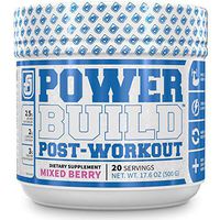 POWERBUILD Clinically-Dosed Post Workout Recovery & Muscle Building Supplement - Boost Muscle Growth, Recovery, & Strength - Creatine, Glutamine, & 5 More Powerful Ingredients - Mixed Berry Blast 17.6 oz