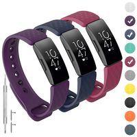GVFM Compatible with Fitbit Inspire/Inspire HR Bands, Adjustable Soft Silicone Bracelet Accessories Sport Strap for Women Men Wristbands (Small: 5.5-6.7 inch, 3-Wine,Navy and Purple)