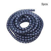 Othmro Gray 5pcs 16mm 5M Length Polyethylene Computer Manage Cord Cable Wire Spiral Wrap