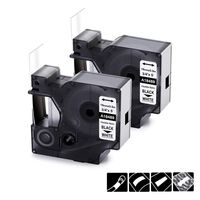 2-Roll Replace DYMO 18489 Industrial Flexible Nylon 3/4 inch Label Tape, Compatible with DYMO LabelWriter and Industrial Label Maker Rhino 4200 5200 6000, Black on White
