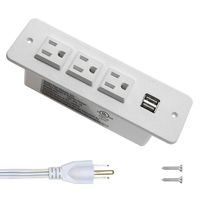 Conference Recessed Power Strip with USB 9.8 Feet Power Cord 3 AC Outlets 2 USB Hubs Hidden Mounted Power Socket for Furniture Office Desk Sofa Cabinet