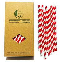 Bright Red and White Stripes Barber Drinking Paper Straws Biodegradable Food Grade, 7.75 Inch Light Red Stripes for Daily Use,Pajitas para Beber (100 Pack)