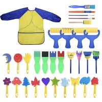 YallFairy Washable Paint Brushes Set for Toddler Kids Early Learning Toys Finger Paints sponges Art Supplies Gifts -nontoxic-100% Baby Safe