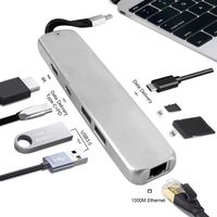 USB C Hub, 8-in-1 Aluminum USB C Adapter with Ethernet Port, Type C PD Charging Port,4K USB C to HDMI Adapter, USB 3.0 SD/TF Card Reader, 2 USB 3.1 Ports- Multiport Adapter for MacBook Pro