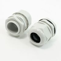 uxcell M32X1.5 Type Graywhite Hard Plastic Waterproof Cable Gland Connector Head Pair