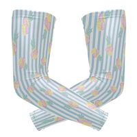 Fashion Sports Arm Supports Yellow Pineapple Glasses Blue Basketball Shooter Sleeves Sunscreen Cuff Stretched Fabric for Football, Volleyball, Baseball Protection, Youth & Adult Sizes(1 Pair)