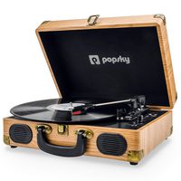 Popsky Record Player, Vintage Turntable Bluetooth Record Player Suitcase with Speaker, Portable LP Vinyl Player, Vinyl to MP3 Recording, AUX USB RCA Headphone Jack