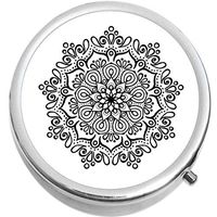 Black and White Mandala Medicine Vitamin Pill Box