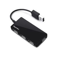 EagleTec HUB3639 USB 2.0, 4 Port Hub, Ultra Slim Compact USB Hub for Laptop PC Computer (Black)