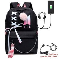 AliKpop USB BTS Backpack Jimin Suga Jin Taehyung V Jungkook Korean Casual Backpack Daypack Laptop Bag College Bag Book Bag School Bag