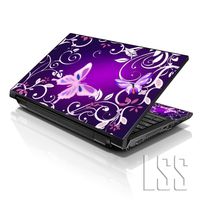LSS 15 15.6 inch Laptop Notebook Skin Sticker Cover Art Decal Fits 13.3" 14" 15.6" 16" HP Dell Lenovo Apple Asus Acer Compaq (Free 2 Wrist Pad Included) Purple Butterfly Floral