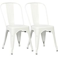 Poly and Bark Trattoria Kitchen and Dining Metal Side Chair in White (Set of 2)
