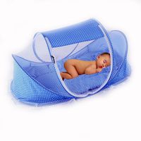 CHRISLZ Summer Mosquito Net for Children ,Portable Folding Baby Travel Bed Crib Baby Cots Newborn Foldable Crib (blue)