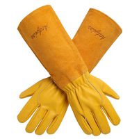 Acdyion Gardening Gloves for Women/Men Rose Pruning Thorn & Cut Proof Long Forearm Protection Gauntlet, Durable Thick Cowhide Leather Work Garden Gloves (X-Small, Yellow)