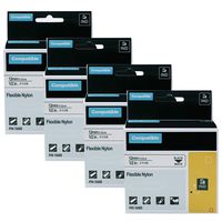 4 Pack Replace DYMO 18488 Rhino Industrial 1/2'' Black on White Flexible Nylon Label Tapes for DYMO Rhino Industrial 4200, 5000, 5200, 6000 Label Maker