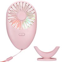 Ronessy Personal Fan Hand Fan Necklace Fan Desk Fan Portable 7- Color LED Travel Fan 2 Speed USB Rechargeable for Women Men Kids Outdoor (Pink)