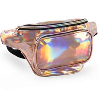 Holographic Fanny Packs for Women - Outdoor Sport Waist Pack for Running, Hiking, Traveling for Men (Rose Gold)