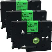 NEOUZA 3PK Compatible for Brother P-Touch Laminated TZe TZ Label Tape Cartridge 12mm x 5m (TZe-D31 Black on Green Fluorescent)