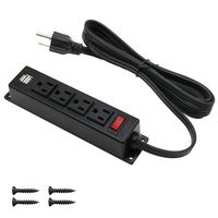 Surface Mounted Power Strip with USB Switch 4 AC Grounded Outlets Mountable Power Station Adapt to Any Deak Conference Table Wall 4 Screws Included (4AC&2USB)