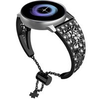 OenFoto Compatible Samsung Galaxy Watch 42mm/ Galaxy Watch Active/Gear Sport, 20mm Quick Release Stainless Steel with Diamond Strap for Samsung Galaxy Smartwatch, Women Men-20mm Black