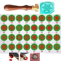 MNYR 32 Styles Vintage Christmas Snowflake Decorative Flower Wax Seal Sealing Stamp Curlicue Wedding Invitations Love Valentine's Day Gift Cards Embellishment Cutomize Seal Stamp Rosewood Handle Set