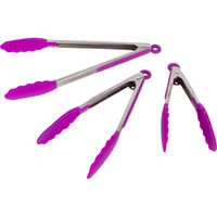 Purple Silicone Kitchen Tongs - Cooking Utensils Set - Locking Tongs-7,9,12" - BBQ Grill Accessories, Oven Baking, Salad Steak Vegetable Pasta, Serving Tools | Ebook | Stainless Steel W/Silicone Tips