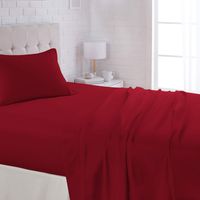 AmazonBasics Lightweight Super Soft Easy Care Microfiber Sheet Set with 16" Deep Pockets - Full, Burgundy