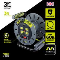 Masterplug 3ft Cord Lead with 4 Outlet (Reel Only)