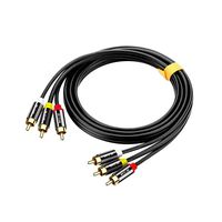 3-Male to 3-Male RCA Audio Stereo Subwoofer Cable for DVD Player/TV Video/Aux[Gold Plated], JH-Link RCA Cable 15ft.