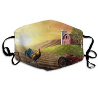 Hateone Unisex Unique Mouth Mask - Beautiful Farm Morning Graphics Polyester Anti-dust Masks - Fashion Washed Reusable Face Mask for Outdoor Cycling