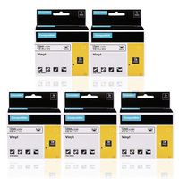 Compatible Dymo Rhino Vinyl Industrial Labels 18444 S0718600 Black on White 1/2"X18' for Dymo Rhino Printers Rhino 4200, Rhino 5000, Rhino 5200, Rhino 6000, 5-Pack